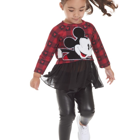 Pippa & Julie Mickey Mouse Top & Faux-Leather Leggings Set Size 24M - Picture 10 of 11